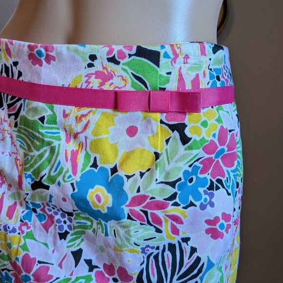 Vintage Y2K Bamboo Traders Mini Skort Floral Bright Bow Athleisure Size 10 - Picture 9 of 13